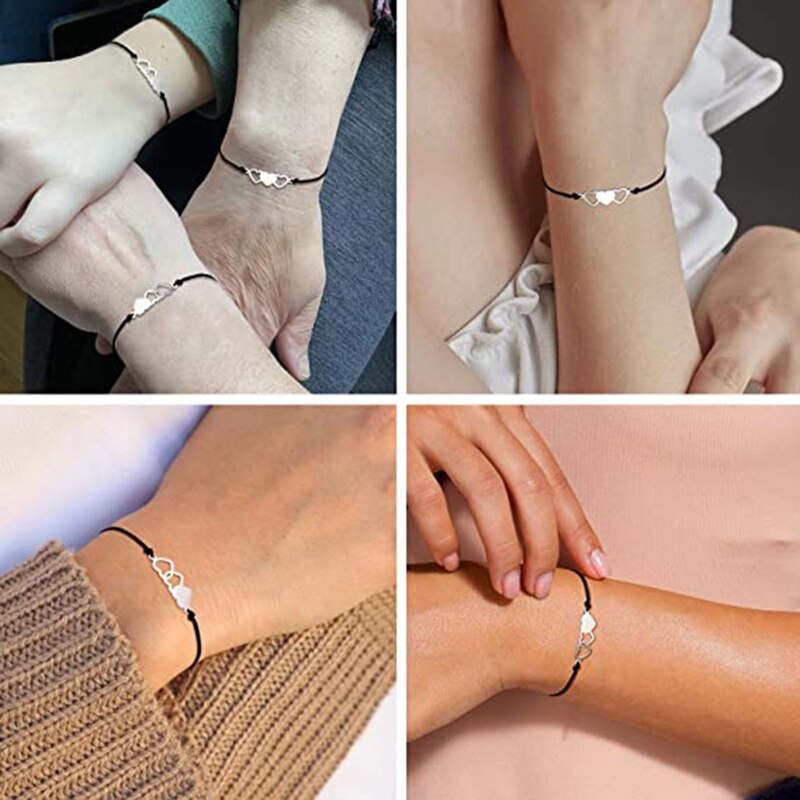 3 peças/set irmã correspondência pulseiras com cartão promessa distância pulseiras meninas amizade presente de aniversário jóias bangle