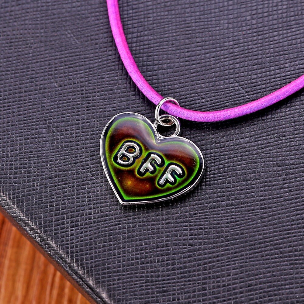 BFF Beste Vriend Voor Altijd Changing Mood Ketting Hanger Hart Ketting Enamel Ketting Sieraden Kleur Veranderende Door Temperatuur