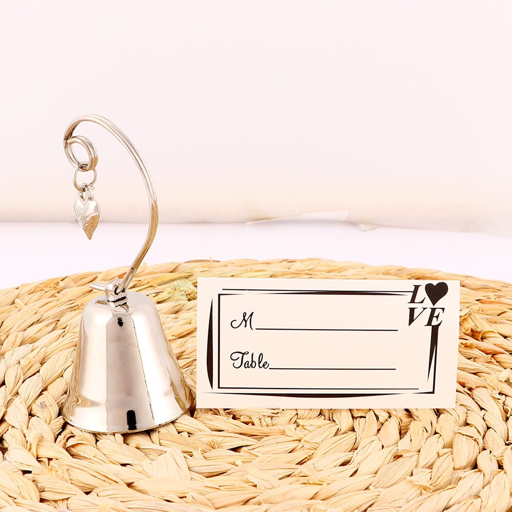 1 pc Charming Chrome Bell Place Card Holder Desk Menu Photo Clip Party Favor Wedding Table Decoration Accessories