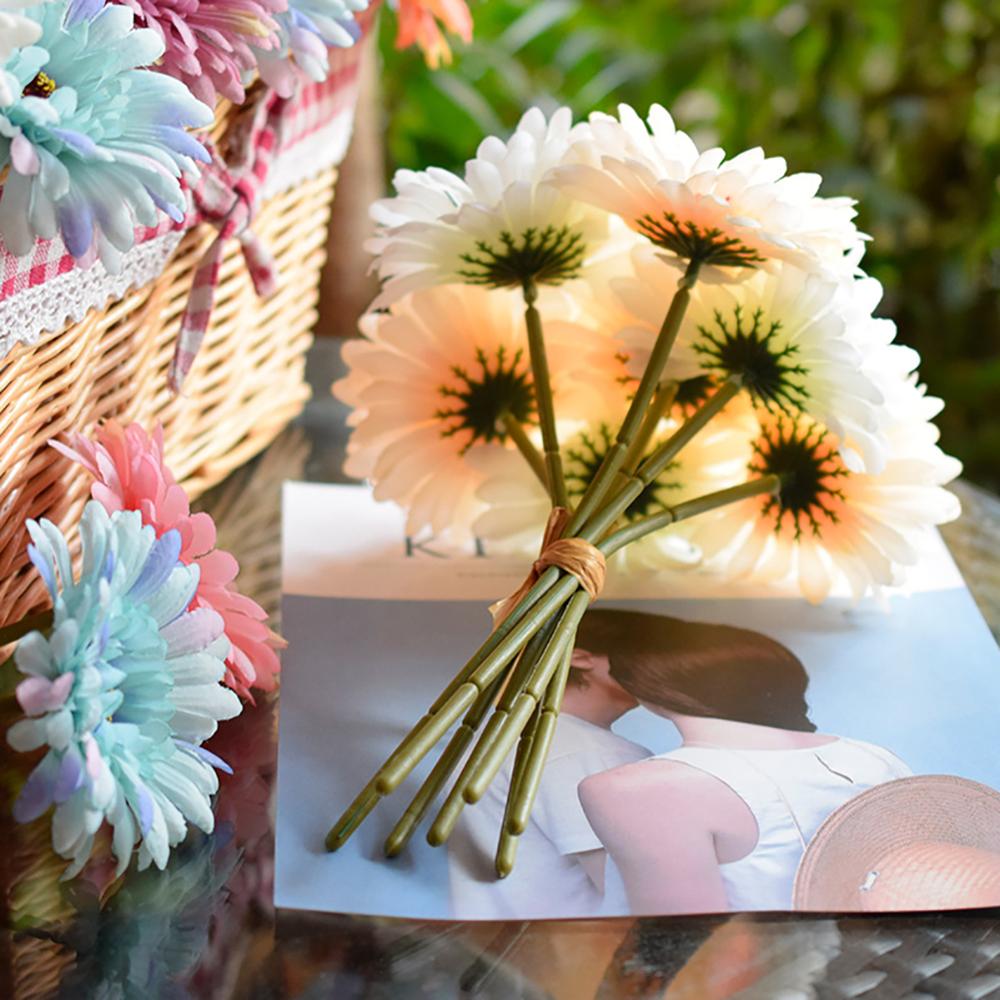 7Pcs/lot 23cm Artificial African Daisy Flowers Silk Flower Wedding Bouquet Home Decoration Background Shooting Flowers DIY