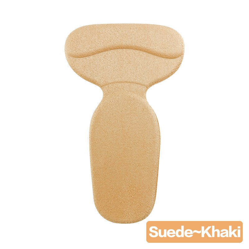 1 pair Gel Foot Care Orthopedic Insole Brand T-Shape Silicone Non Slip Cushion Foot Heel Protector Liner Shoe Insole Pads: Suede-Khaki