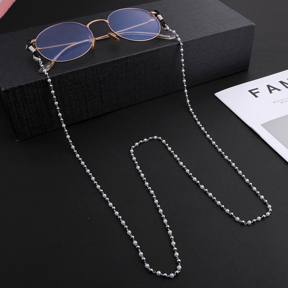 Skyrim Chic Pearl Beaded Glasses Chain Women Sunglasses Chains Lanyards Neck Strap Rope Reading Eyeglasses Cord: E-Silver