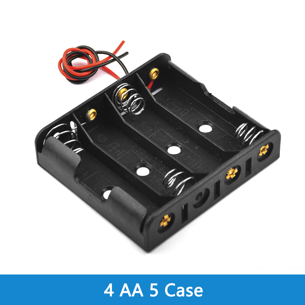 Batterijhouder - 1-6 Slots AA/18650 - met Draad - voor Arduino DIY Kit: Oranjerood