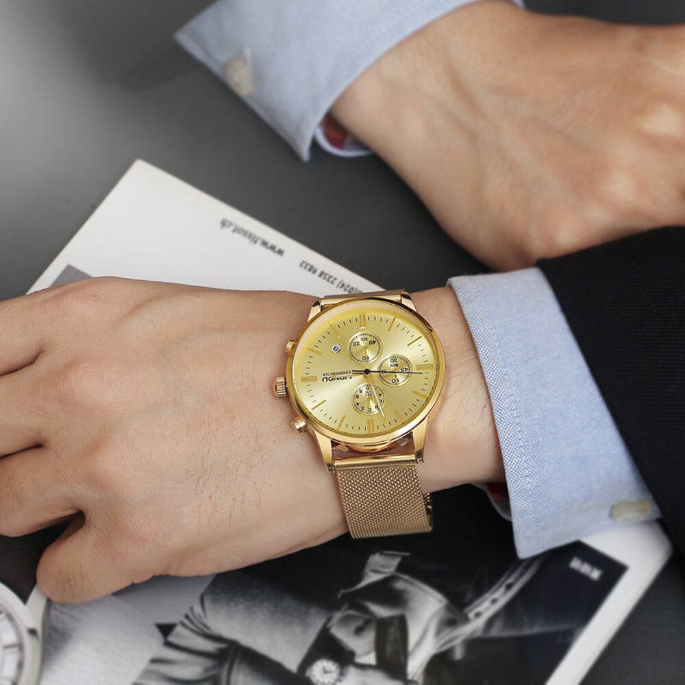LIANDU Watch Men Simple Stainless Steel Reloj Hombre Analog Quartz Zegarek Wristwatch Relogio Masculino Luxury Watches