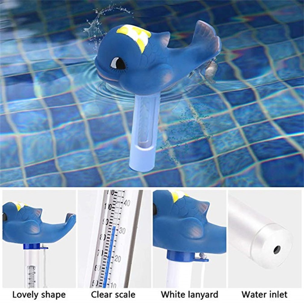 Tegneserie dyr form badekar fiskedam swimmingpool rør termometer flydende haj termometer k -1020b
