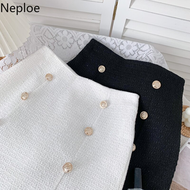 Neploe minikjol damkläder koreanska #39 de mujer tofsar tweed bodycon kjolar vit svart  y2k kjol
