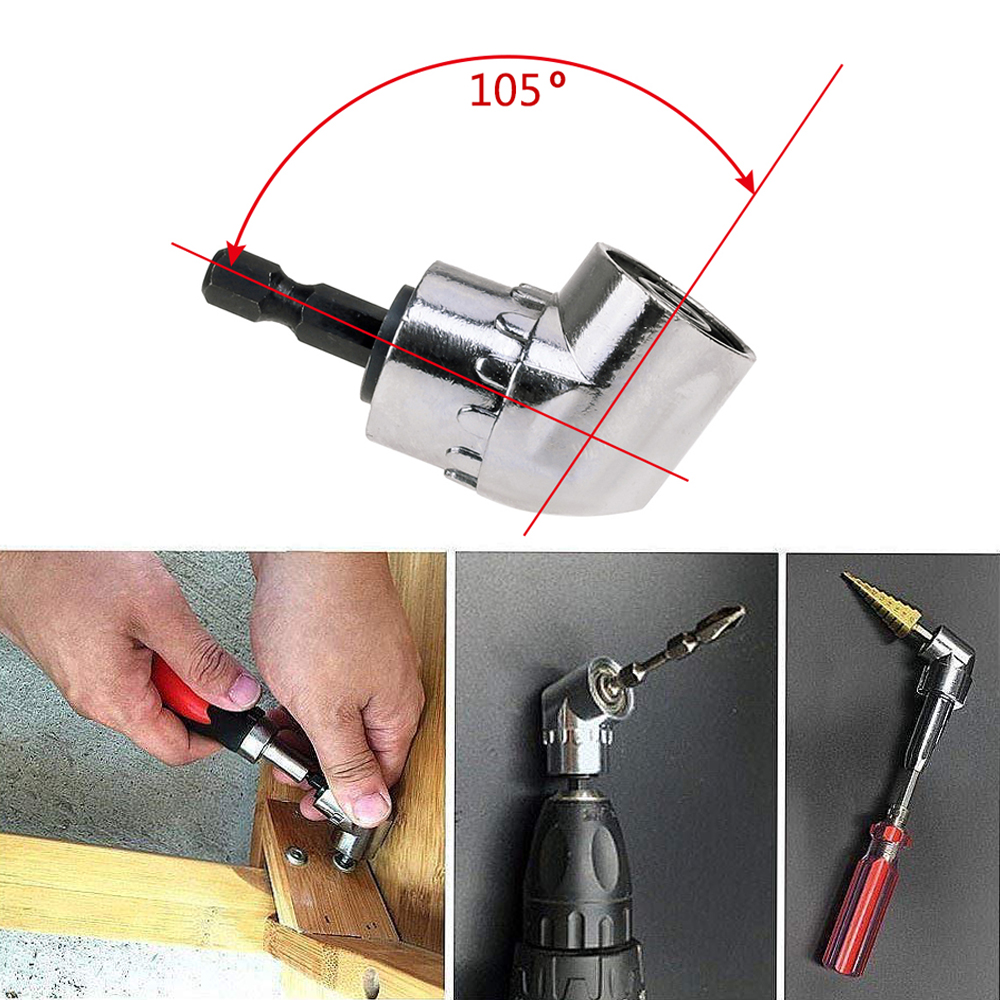 105 Degree Angle Screwdriver Set Holder Adapter Adjustable Bits Nozzles for Screwdriver Bit Right Angle Head Hex Bit Socket 1/4&#39;
