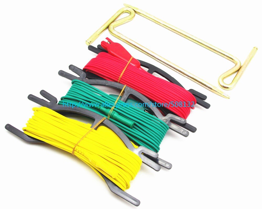red/yellow/green Test leads set + 2pcs earth nail Use for Earth resistance tester with 4mm Banana Plugs