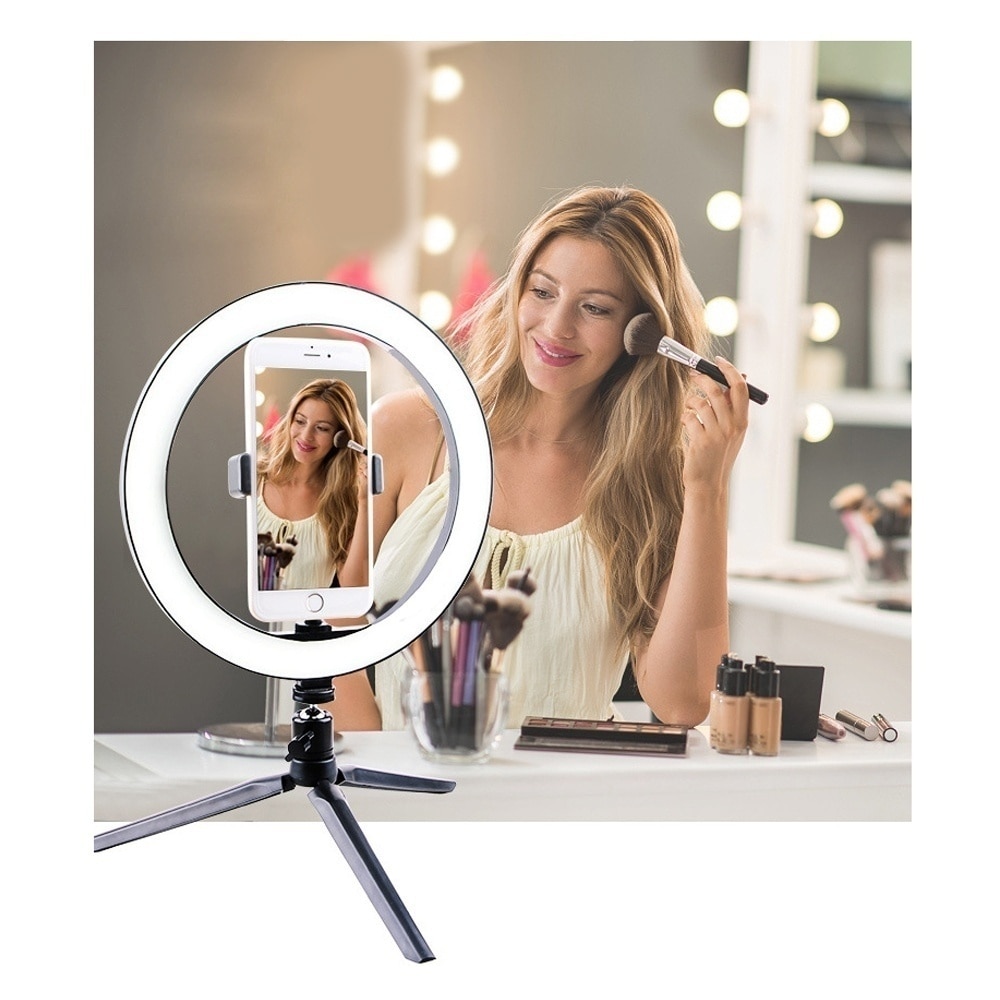 Foto Studio Telefoon Video Led Beauty Ring Licht Met Stand Fotografie Dimbare Ring Lamp Desktop Live Flash Bracket Ring Licht