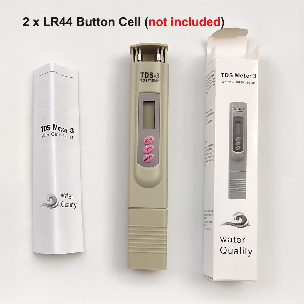 TDS Testing Pen Portable Digital PH Tester GH/DH Test Tool Aquarium Fish Tank Water Hardness Meter Measuring Range 1~9990ppm: without button cell
