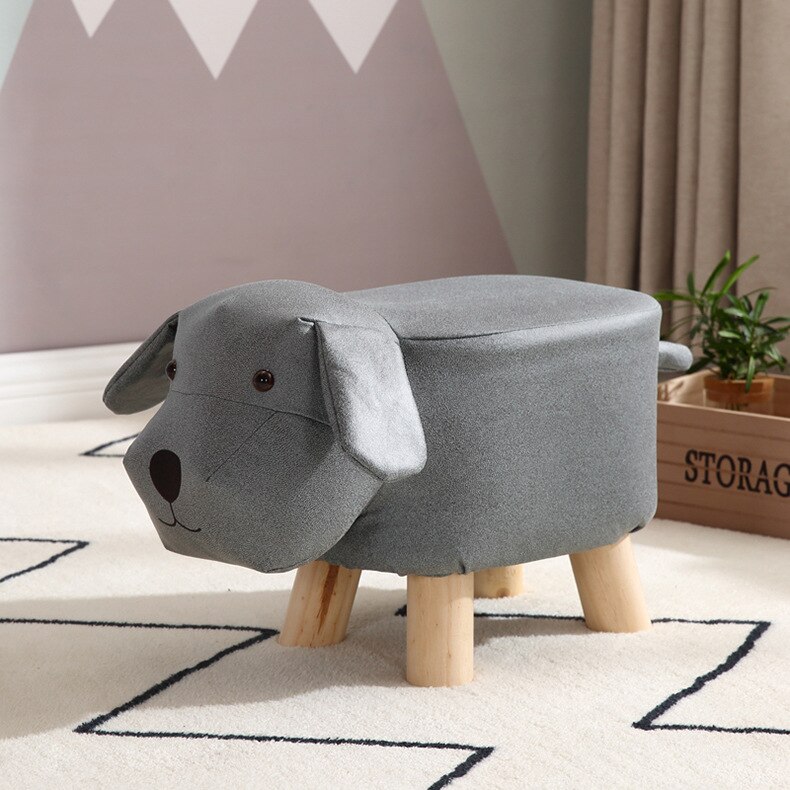 Dog Children's Stool Wooden Cute Cute Pet Sofa Stool Children's Kindergarten Home Stool Kids Furniture: Dark Blue