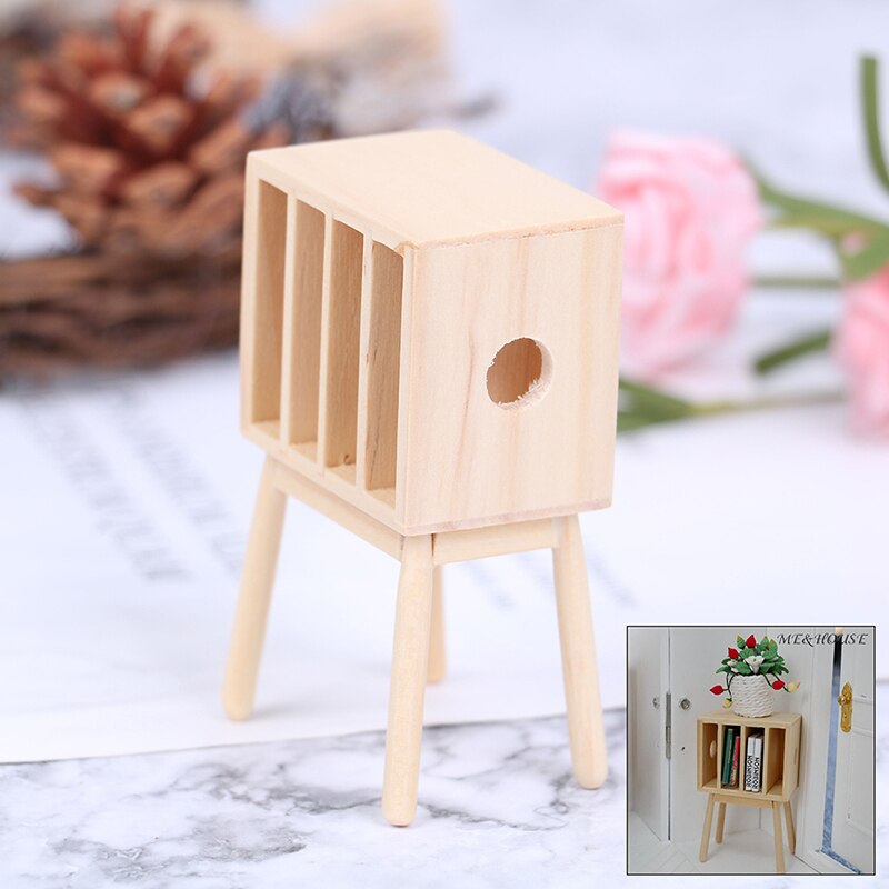 Dollhouse Miniature Wooden Plastic Fruit Vegetables Book Storage Rack Shelf For Living Room/Bedroom: 8