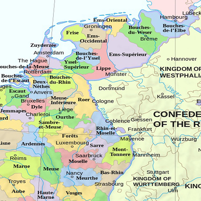 84*59cm The France Map In French 1812 Version Non-woven Canvas Painting Wall Art Poster Classroom Supplies Office Home Decor