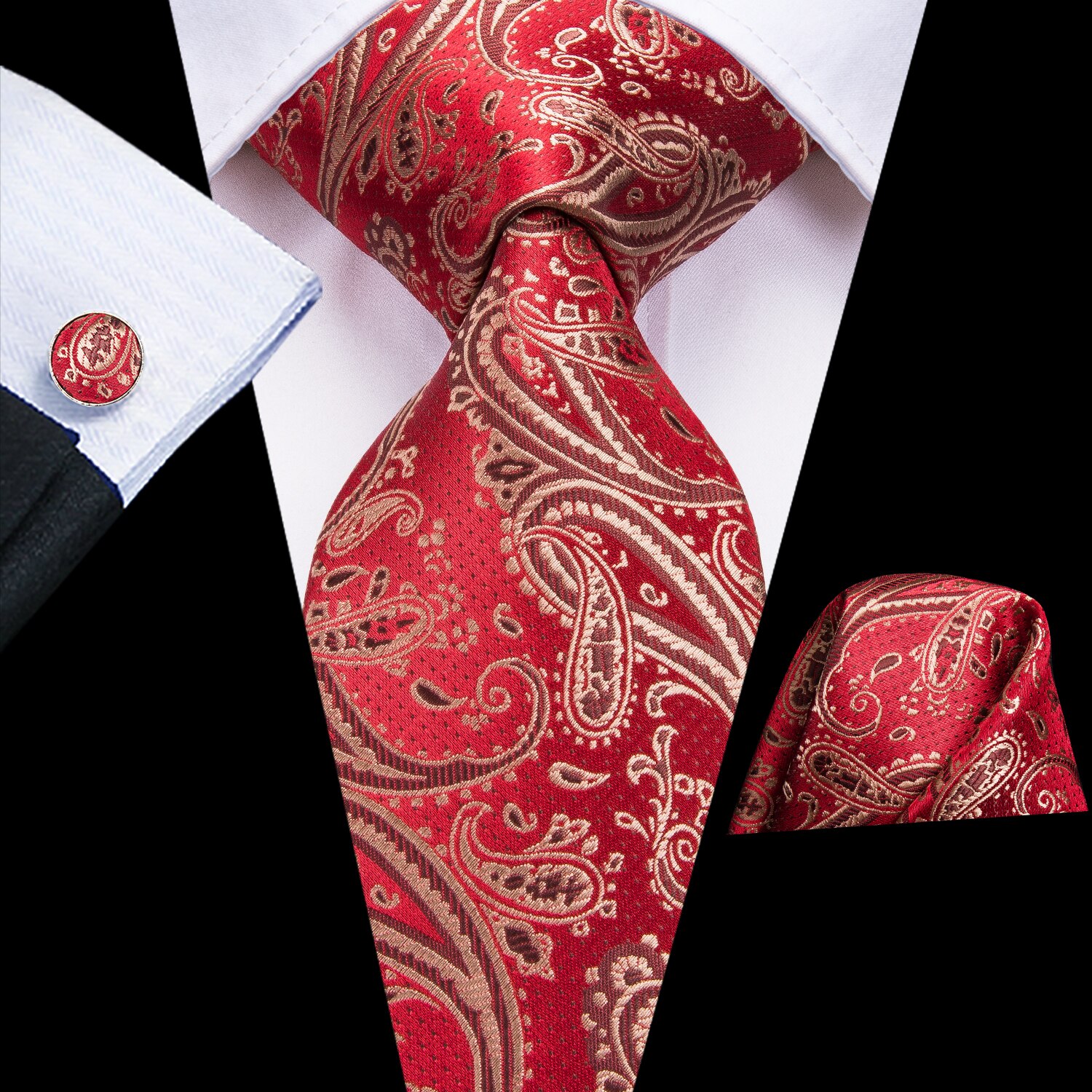 Hi-Tie Heren Cadeau Stropdas Set Rode Wijn Bordeaux Paisley Zijden Bruiloft Stropdas Voor Mannen Hanky manchetknoop: Sky Blue