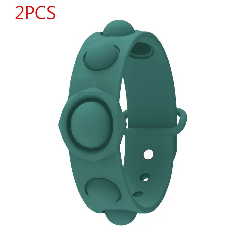 Push Pop Pop Bubble Sensory Fidget Toys Stress Relief Bubble Bracelet Toy Wearable Sensory Wristband Toys: dark green 2PCS