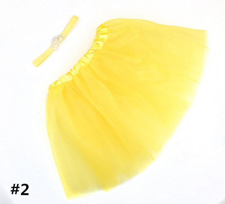Kroon Haarband Baby Pak Kinderen Tutu Rok Haarband Pak Baby Fotografie Gaas Rok Infant Tulle Rok: YELLOW