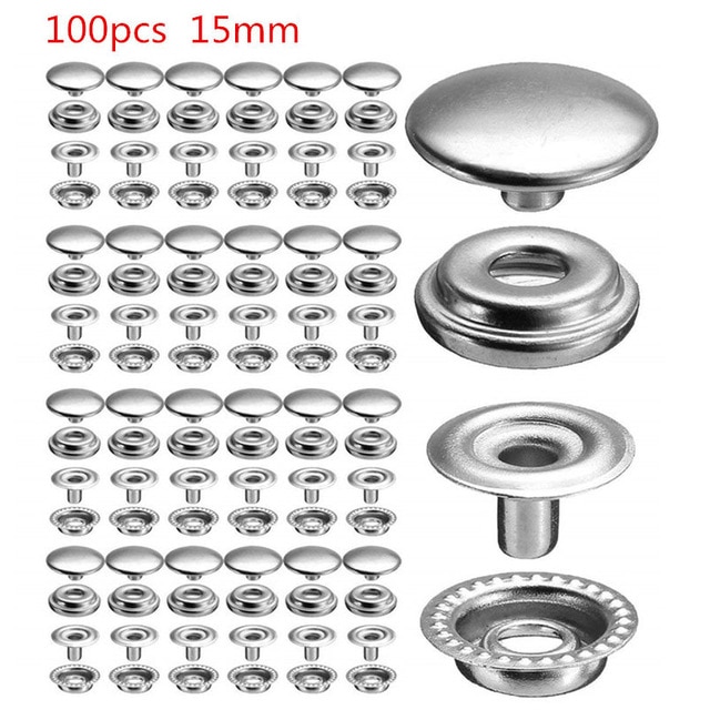 200 st genomföring metall ögla set metall knappar spännen knapphål med brickor för skor läder tyg hantverksverktyg gör-det-själv-kit: 25 uppsättningar