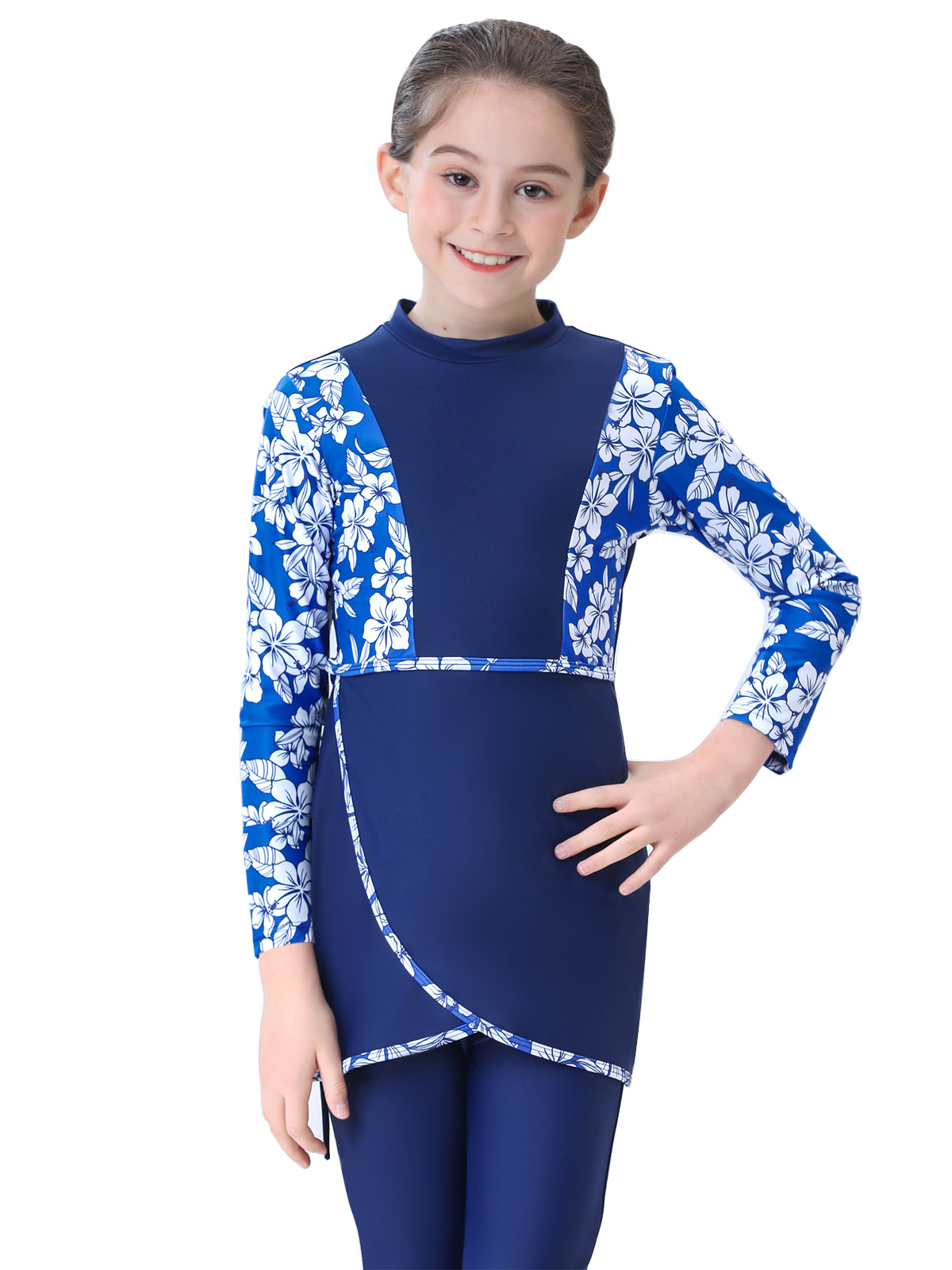 2023 mädchen Muslimischen Swimwears Islamischen Kinder 3 stücke Badeanzüge kinder Modest Strand Tragen Schwimmen Schwimmen Caps Burkini Für Mädchen: XXXL / Blau