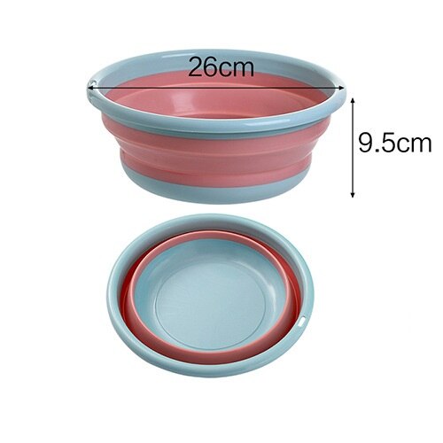 Folding Wash Basin Plastic Portable Outdoor Travel Laundry Tub Thickened Kitchen Vegetable Sink Household Cleaning Tools: A-Blue-S