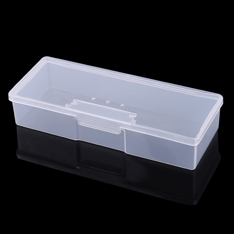 Gennemsigtig negle manicure plast værktøj opbevaringsboks negle priktegning tegning penne buffer slibning filer organisator sag beholder boks: Klar