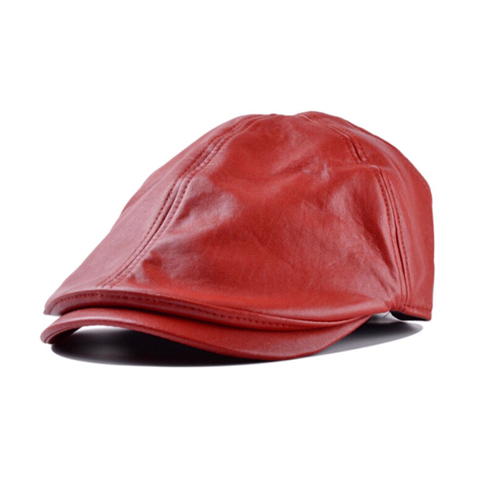Boina de cuero Artificial con orejas y Cierre trasero para hombre, gorro de invierno con orejas y Cierre trasero, Unisex,: Red Hat