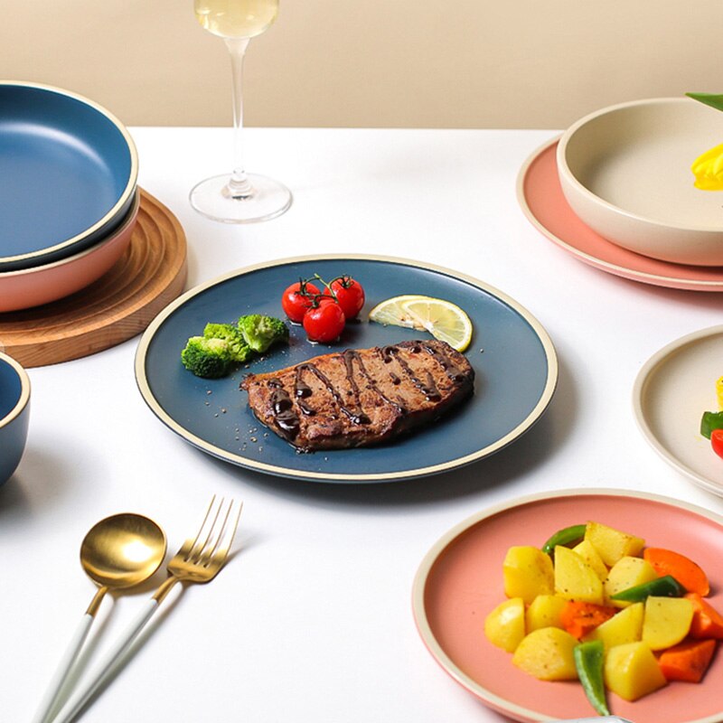 Japanese Ceramic Food Cute Plate Set Birthday Kitchen Dinner Sauce Plates Breakfast Serving Dessert Assiette Tableware OA50PS