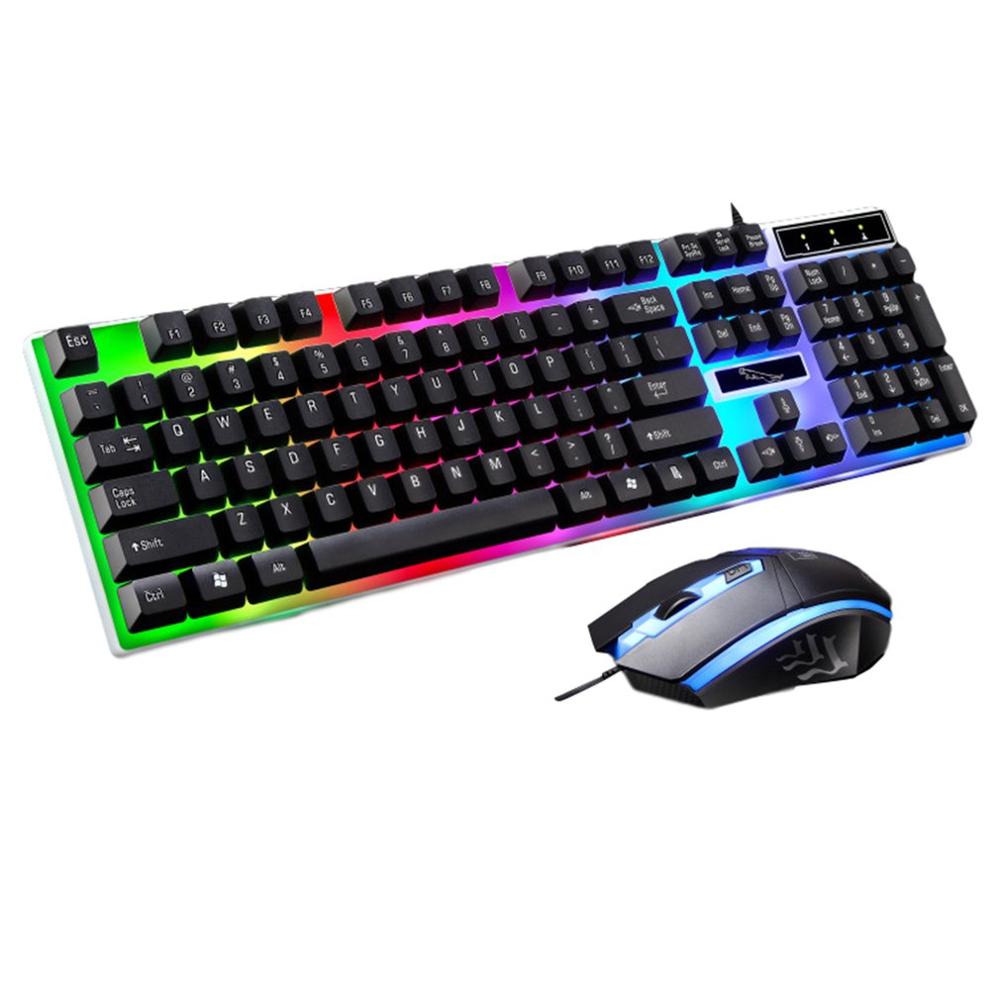 G21 ABS Lightweight Wired Keyboard and Mouse Set Led Optical Backlight Mouse Low Latency Game Customization: Black