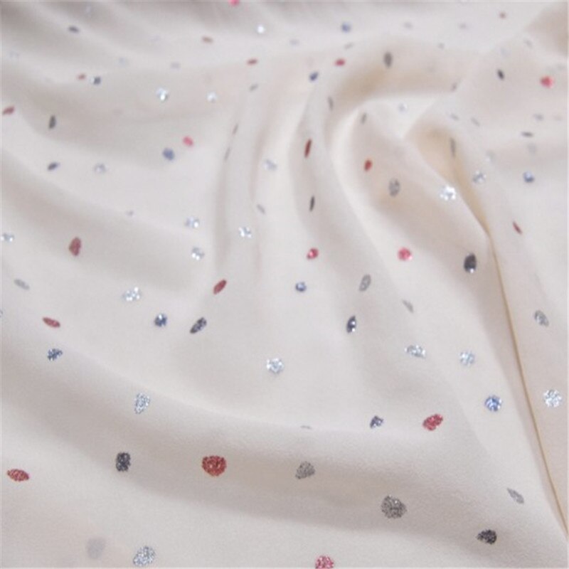 Tela Jacquard de seda brillante con de lunares, tejido de seda con estampado de puntos dorados, Jacquard metálico para decoración de primavera