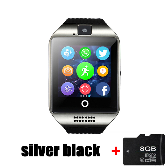 Montre intelligente Bluetooth Q18 horloge intelligente pour téléphone Android avec podomètre caméra carte SIM Whatsapp Message d'appel affichage pk A1: SBxCard