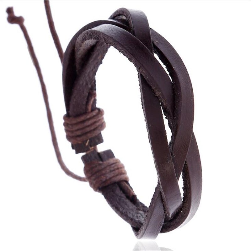 Vintage Handmade Braided Leather Bracelet for Men Vintage Adjustable Lace up Wrap Bracelets Women Jewlery: AB3