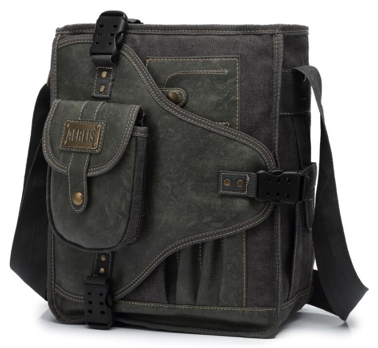 AERLIS Man Messenger Shoulder Bag Canvas Business Casual Zipper Handbag Male Satchel Cross Body Bags Men A4506