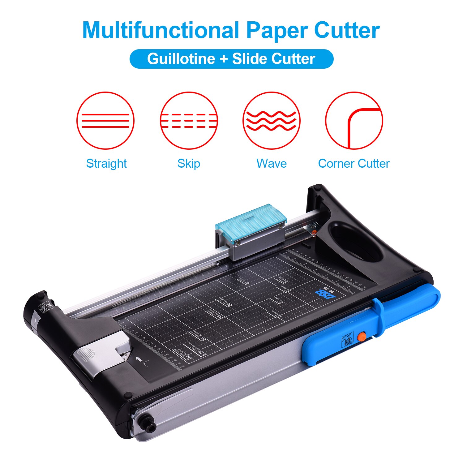 Multi-Functional A4 Photo Cutter Double-Sided Paper Trimmer Guillotine Straight Skip Wave Corner Cutter with 13 Inch Cut Length