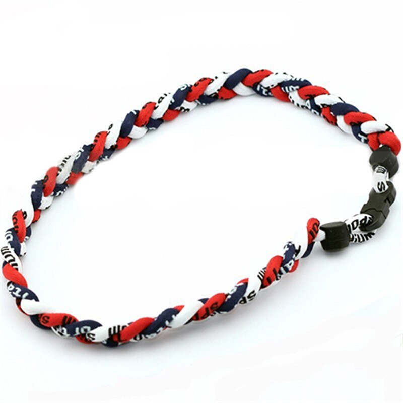 Popular electronic music style Germanium titanium hand-woven silicone necklace Tornado energy sports necklace: red black white / 48cm