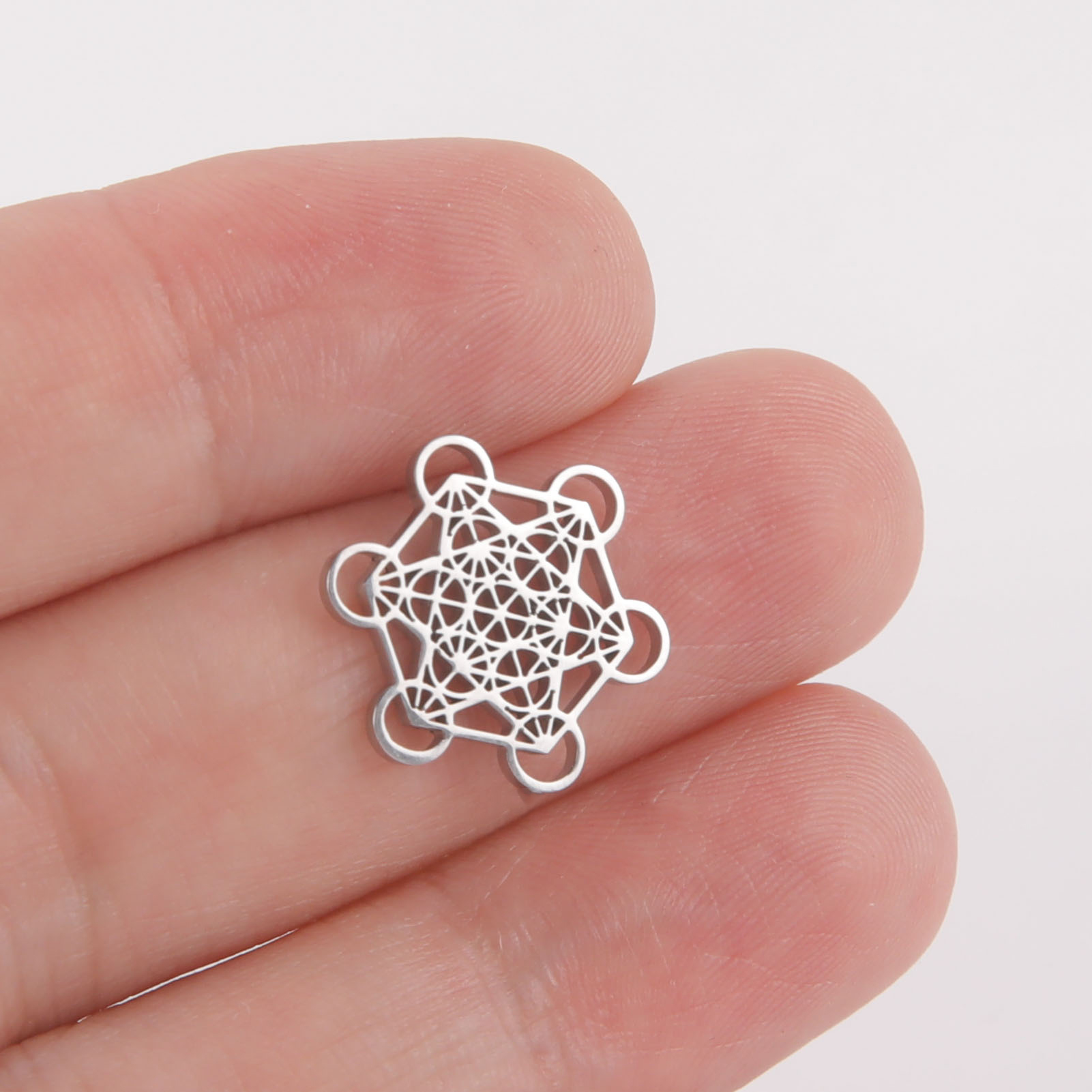 Abalorios de cubo Skyrim Arcángel Metatrón para collar, pendientes, fabricación de joyas, amuleto de geometría sagrada de acero inoxidable, colgantes DIY