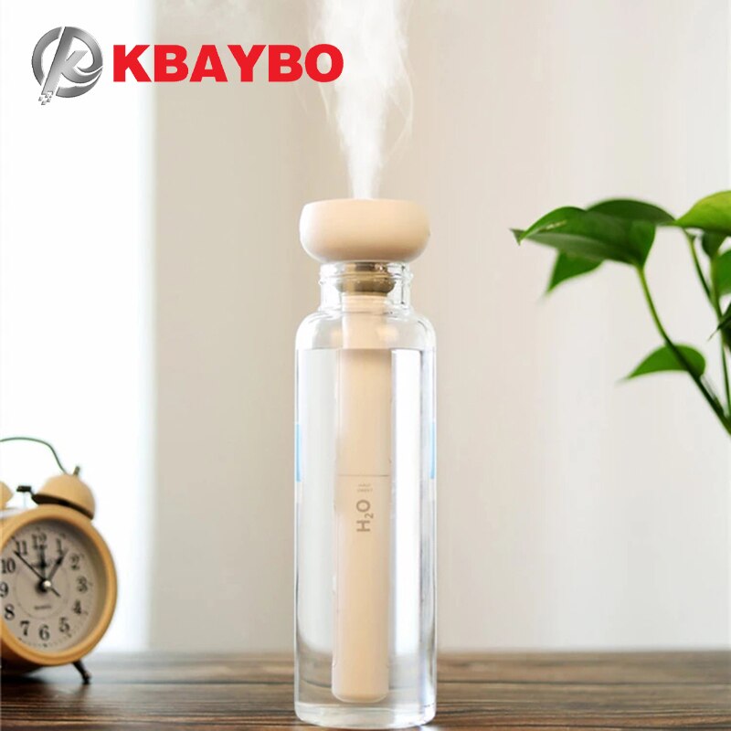 KBAYBO Mini USB Air Humidifier with Neon Light for Home Office Portable Essential Aroma Oil Diffuser Car Mist Maker Ultrasonic