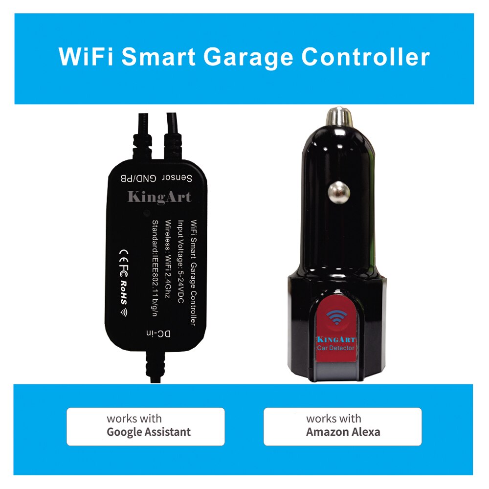 Smart Wi-Fi Garage Door Controller Opener with Remote Controller Car Charger Voice Control for Electric Door Garden Door