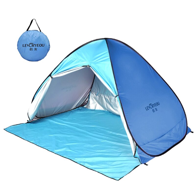LEVORYEOU-tienda de campaña automática con protección UV, carpa de acampada al aire libre, tienda de playa instantánea, cortina de protección solar: Blue