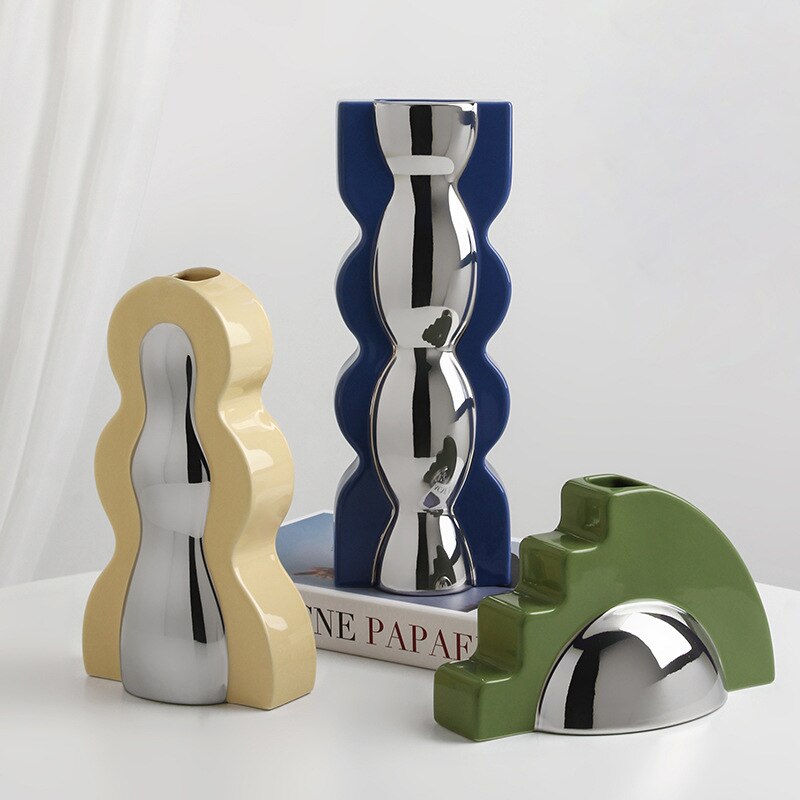 Medieval Memphis Vase Decoration Living Room Flower Arrangement Porch Art Home Soft Decoration Flower Device