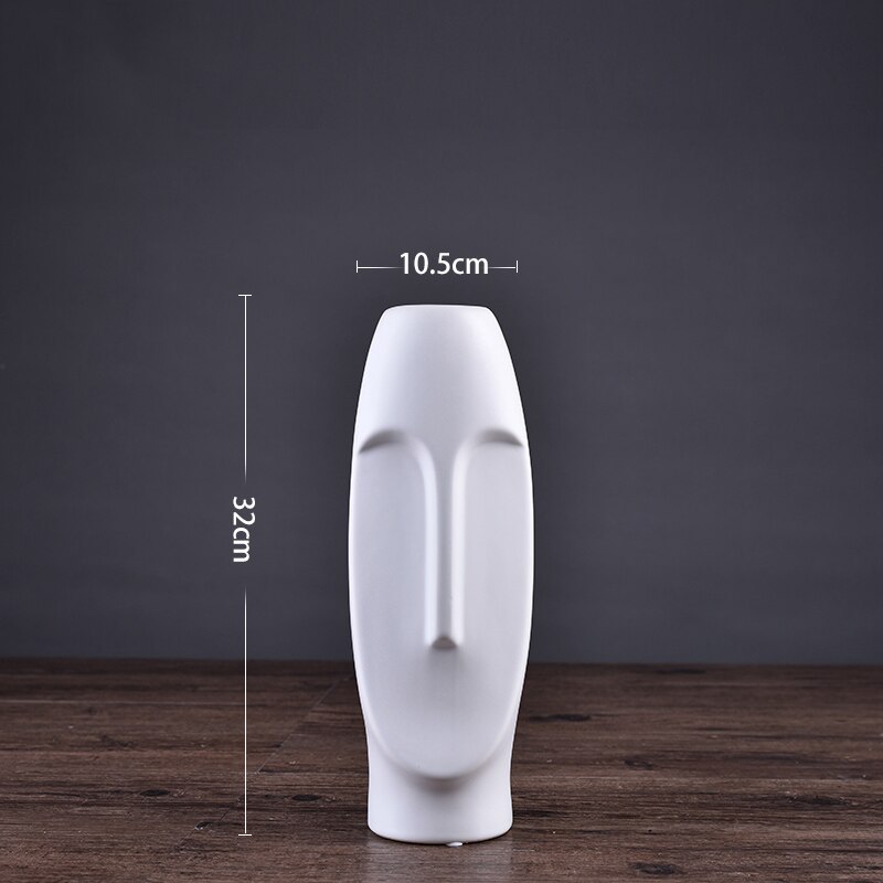 Nordisk stil moderne boligdekorationer keramisk ansigtsvase dekoration stue blomsterarrangement kunsthåndværk møbler: C