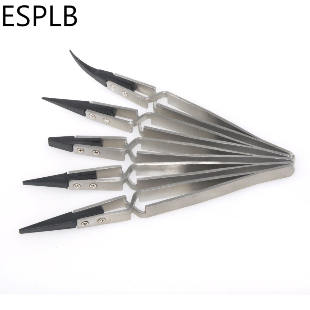 Płaska/prosta/zakrzywiona plastikowa końcówka odwrotna pinceta uchwyt ze stali nierdzewnej srebrno-czarna najnowsza pinceta