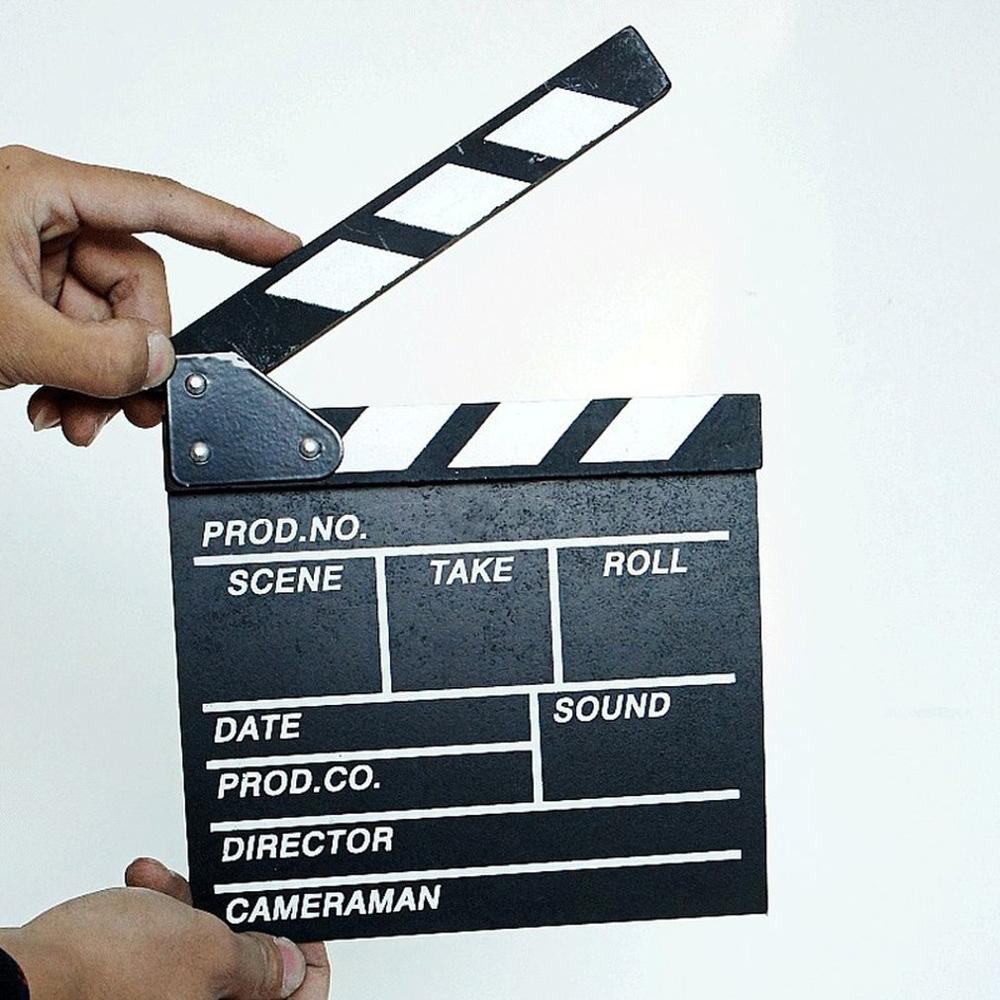 Director Video Scene Clapperboard TV Movie Clapper Board Film Slate Cut Prop 20x20x1.5cm