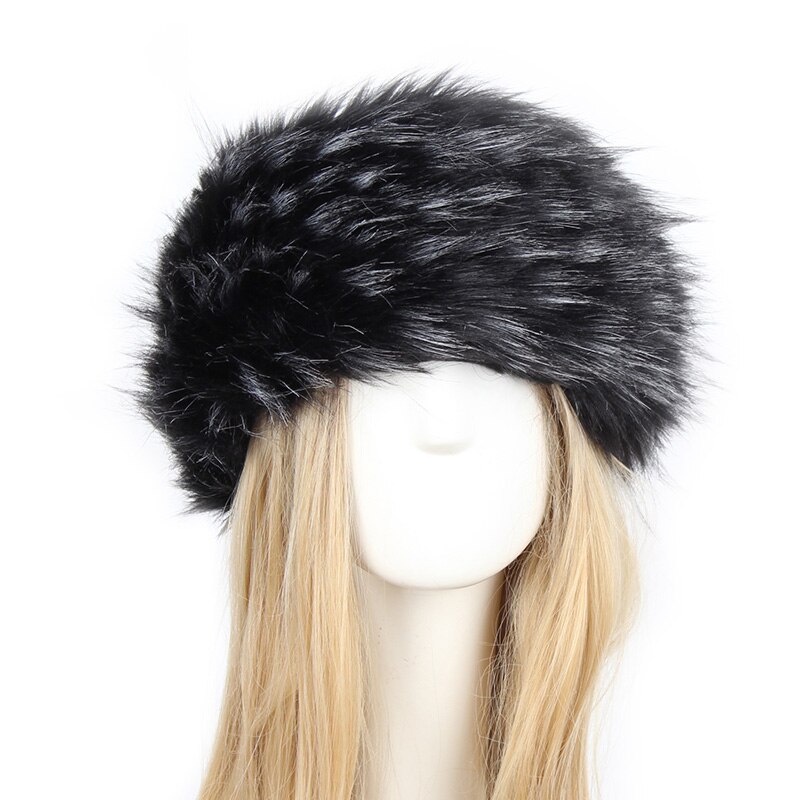 Winter Dikke Harige Haarband Fluffy Faux Fur Vrouwen Meisje Bont Hoofdband Hoed Winter Outdoor Earwarmer Ski Hoeden Sneeuw Cap