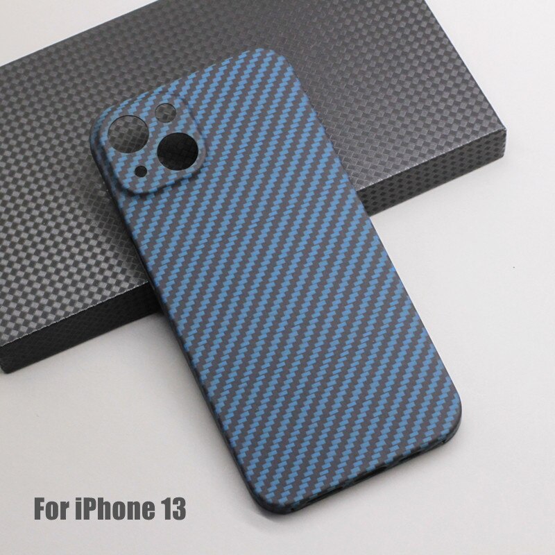 Amstar Navy-Blauw Carbon Fiber Lens Wrap Telefoon Case Voor Iphone 13 Pro Max Ultradunne Aramidevezel iphone 13 Pro Telefoon Cover: iPhone 13