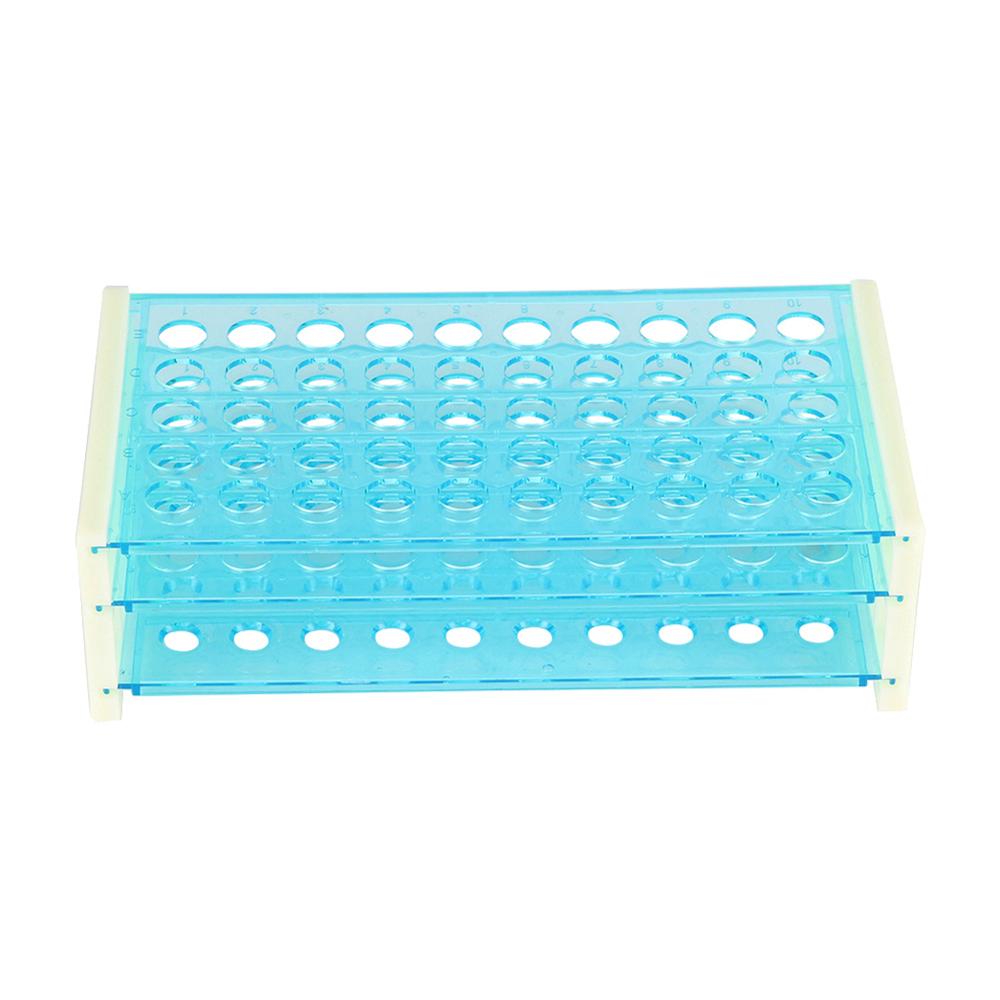 Kunststoff Reagenzglas Ständer Halterung für 13mm Durchmesser 50 Löcher Positionen Kunststoff Drei Deck Reagenzglas Ständer Gestell 1 pc