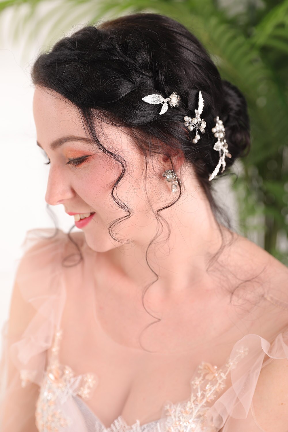 Silver Pearl matal Flower crown Handmade Hair pin and hair comb women Jewelry Wedding Headdress Birde Hair Accessories