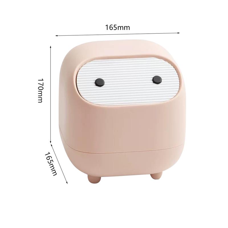 Mini Cute Waste Bin Desktop Small TrashCan With Lid Garbage Organizer Detachable Cover Kitchen dining table Desk Storage Bucket: Pink and white
