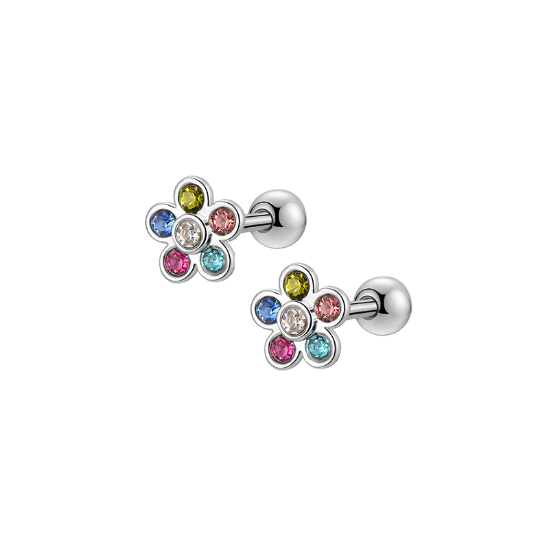 1/ 6 paar hypoallergene oorbellen met schroefsluiting voor dames en meisjes, set 20g , 316l schattige oorbellen met zirkonia steentjes van roestvrij staal met schroefsluiting.: Puur gouden kleur