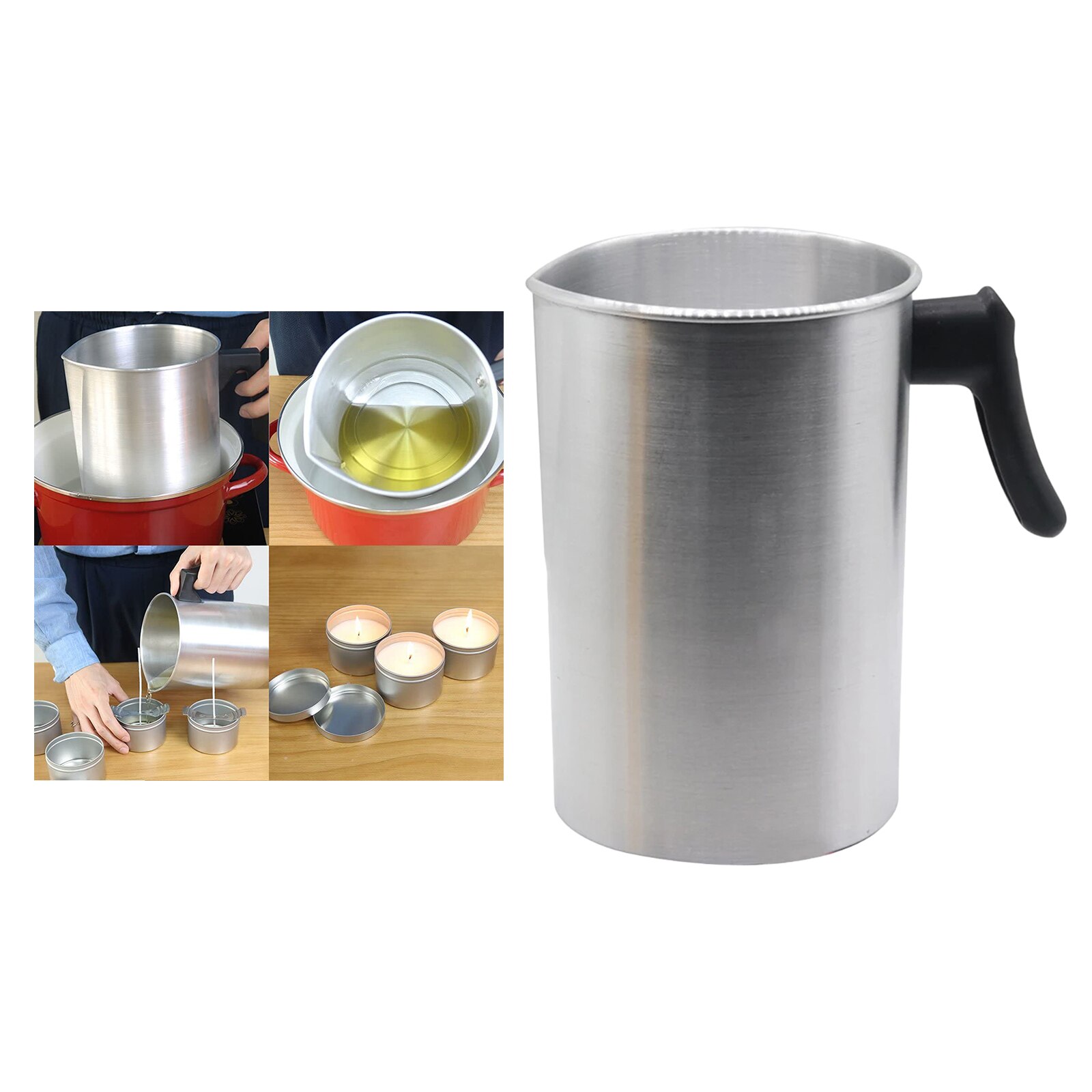 Aluminium 3L Pouring Pot Candle Making Wax Melting Jug Pitcher with Heat-Resisting Handle DIY Soap Making Craft Tool