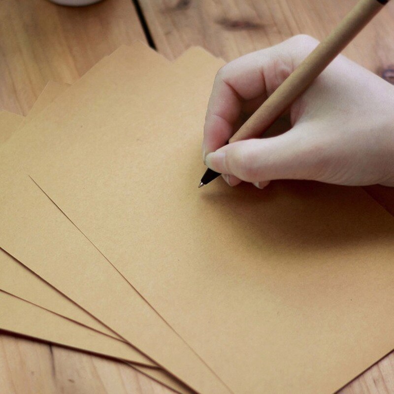 50pcs Vintage Kraft Paper Stationery Blank Paper Memo Pad Message Card for School Office Supplies Stationery Kraft Paper