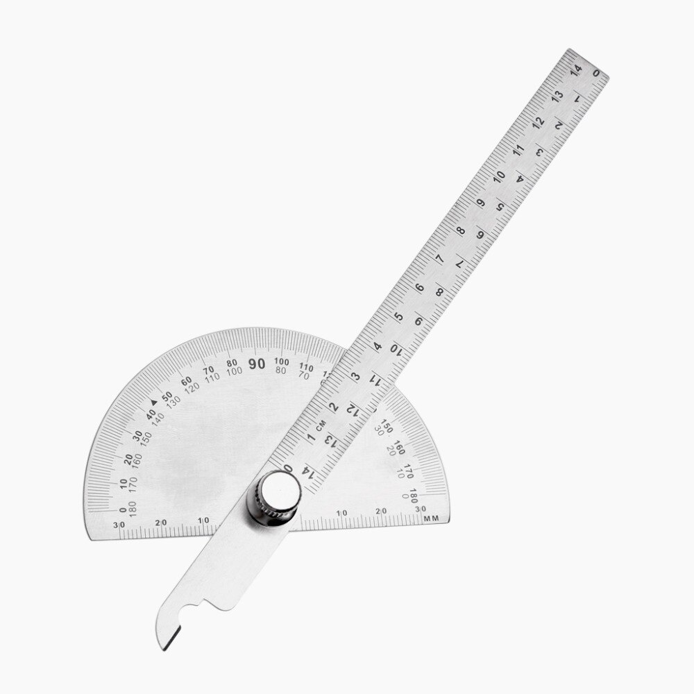0-180 Degree Angle Ruler Round Head Rotary Protractor Adjustable Universal Stainless Steel Measuring Tool
